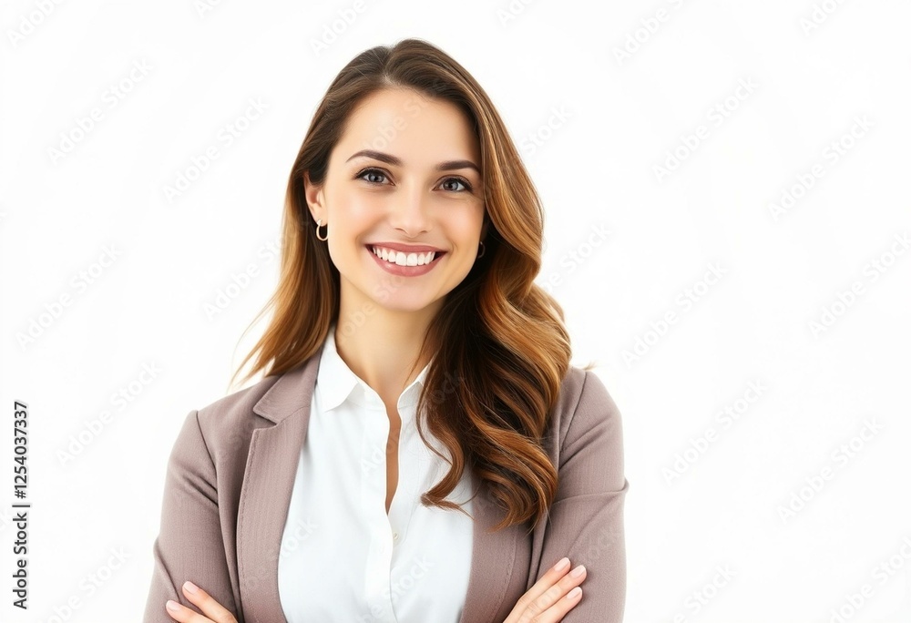 Female teacher portrait with professional attire and plain background Female teacher portrait with professional attire and plain background