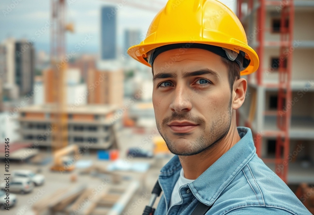 Male constructor worker on a construction site Male constructor worker on a construction site
