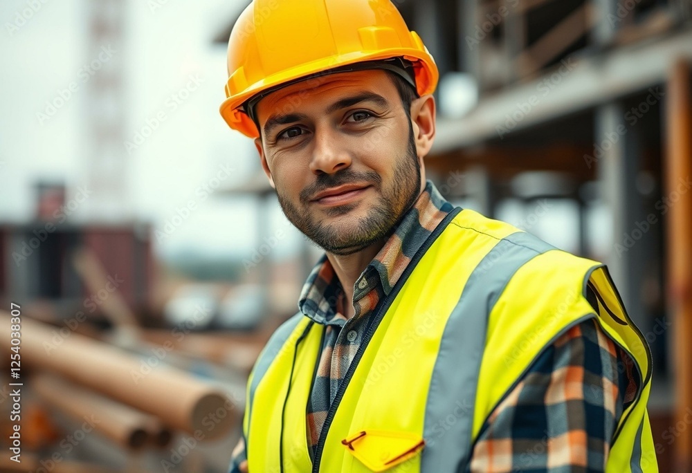 Male constructor worker on a construction site Male constructor worker on a construction site