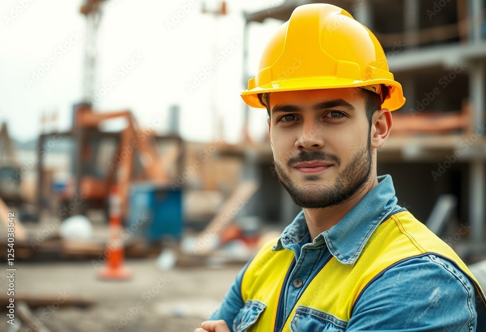 Male constructor worker on a construction site Male constructor worker on a construction site