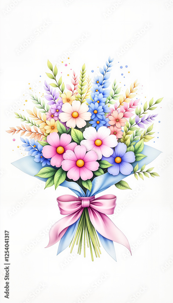 Obraz premium Charming springtime bouquet with pastel flowers, Women’s Day celebration