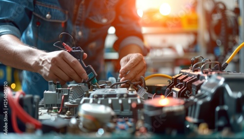 Mechanic Working on Electrical Components of a Vehicle