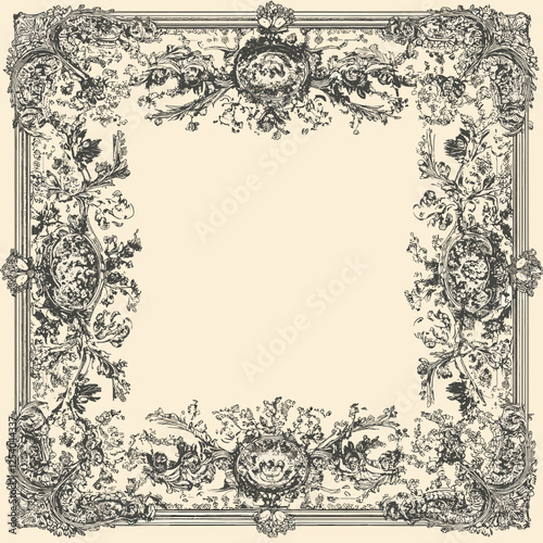 Elegant Vintage Square Frame with Ornate Floral Border Design