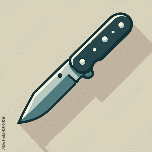 Stylized Illustration of a Pocket Knife with Shadow in Minimalist Design