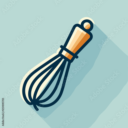 Flat Design Illustration of a Kitchen Whisk in Soft Colors for Culinary Themes