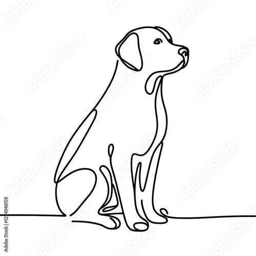Simple Minimalistic Line Drawing of a Sitting Dog