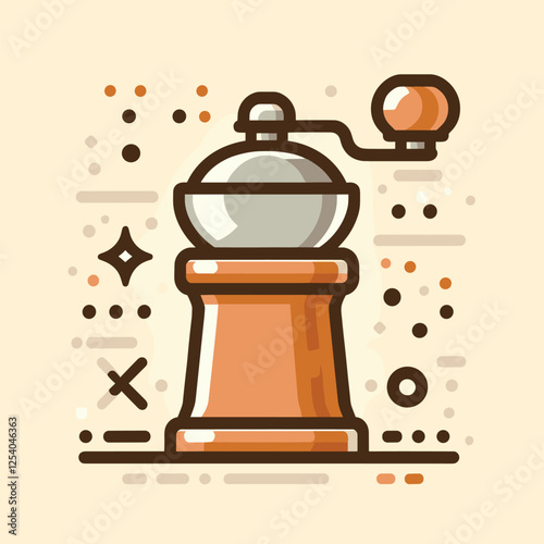 Stylized Coffee Grinder Illustration with Retro Elements