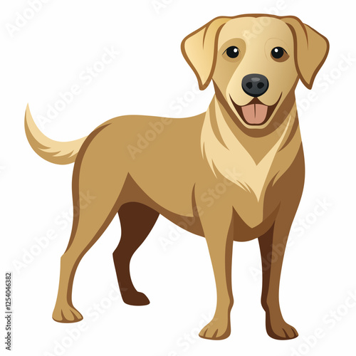 labrador retriever dog isolated on white, Color vector illustration. Pet animal, Cartoon Vector 