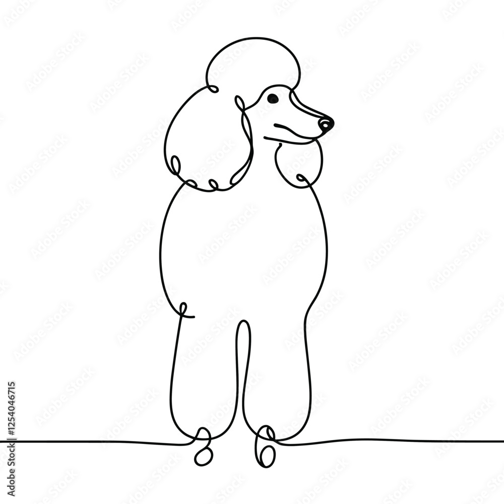 Single Line Drawing of a Poodle Single Line Drawing of a Poodle