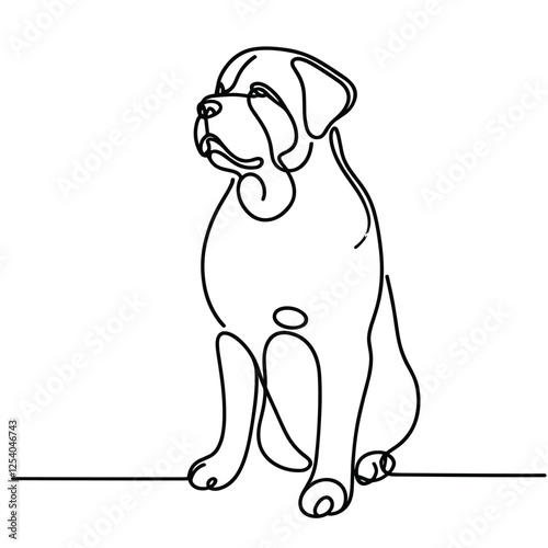 Continuous Line Drawing of Sitting Dog Minimalist Canine Art