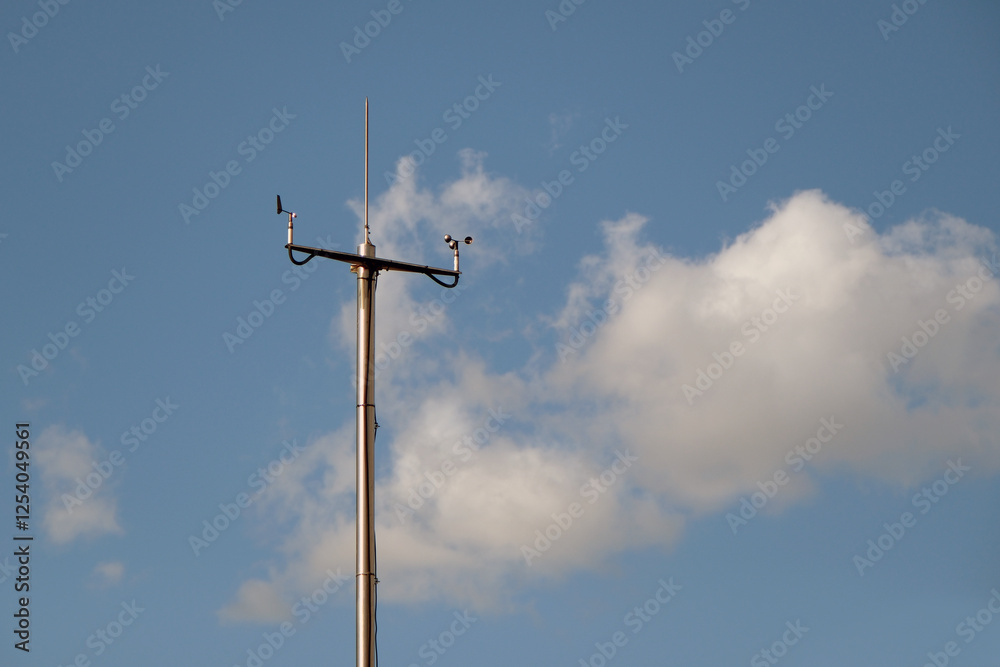 An anemometer is an instrument that measures wind speed and wind pressure. An anemometer is an instrument that measures wind speed and wind pressure.