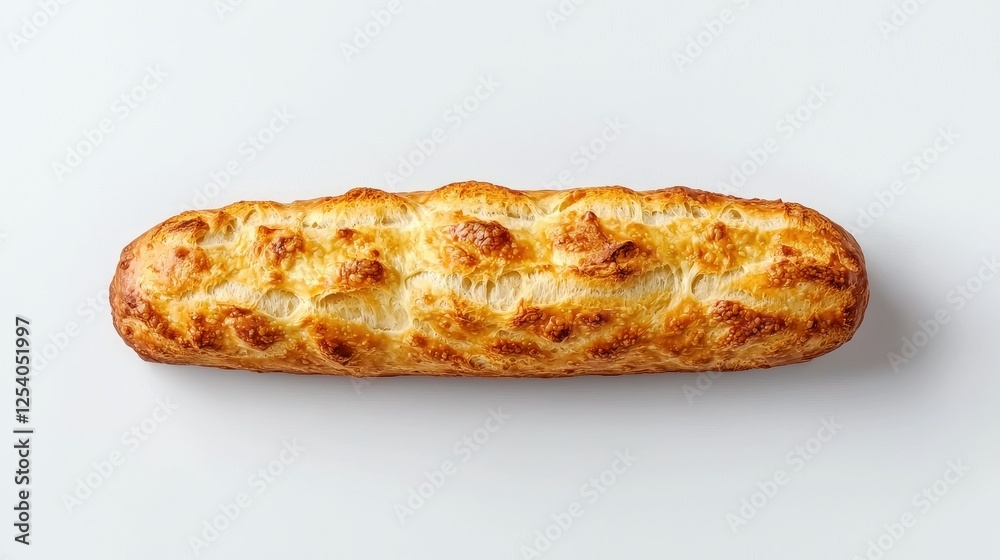 A golden, crusty bread loaf, elongated in shape, resting on a plain surface, showcasing its crispy texture and inviting aroma. A golden, crusty bread loaf, elongated in shape, resting on a plain surface, showcasing its crispy texture and inviting aroma.