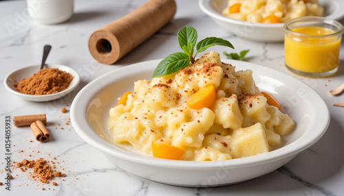 Wallpaper Mural Creamy tapioca pudding topped with fruits and cinnamon, dessert delight Torontodigital.ca