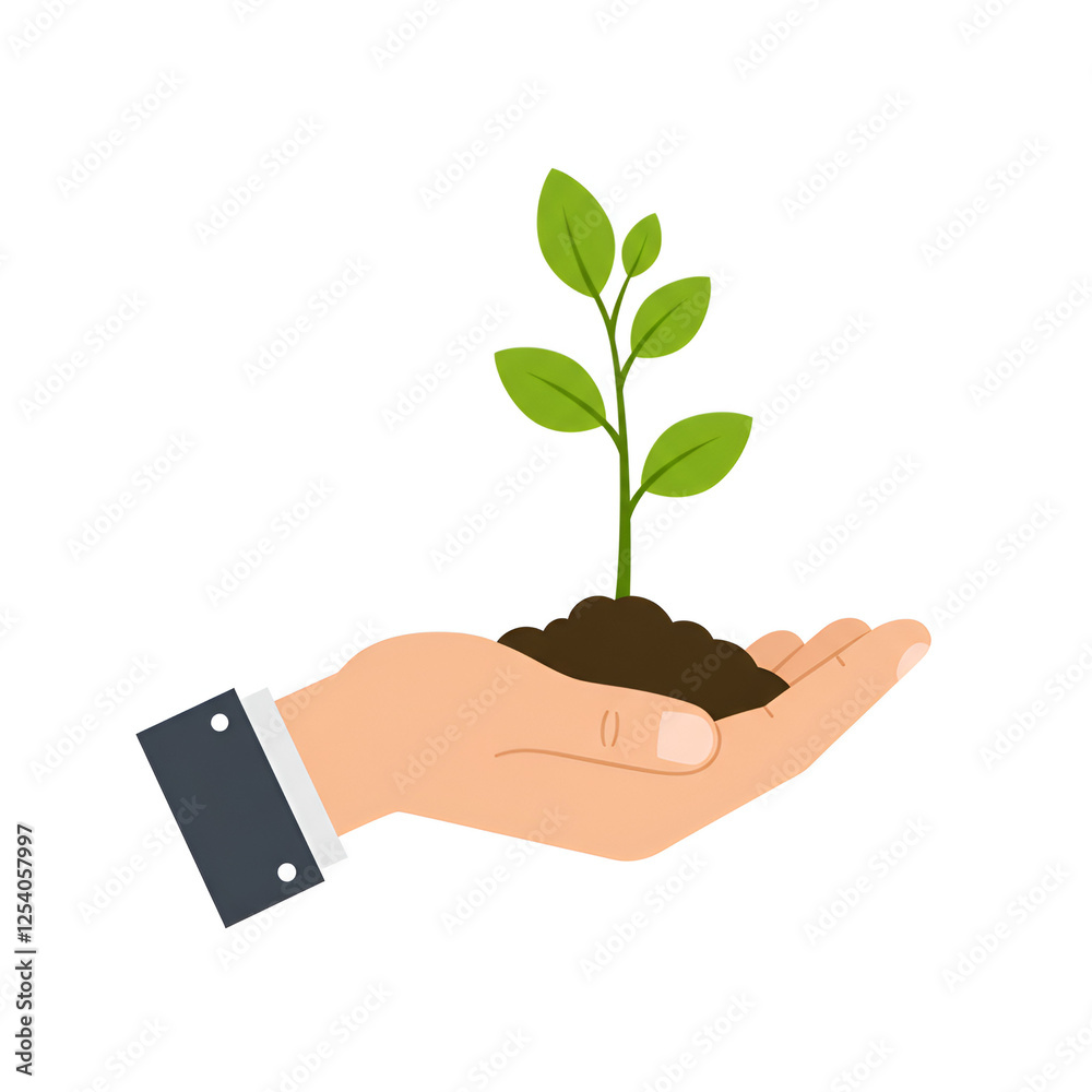 Hand Holding a Small Green Sapling Hand Holding a Small Green Sapling