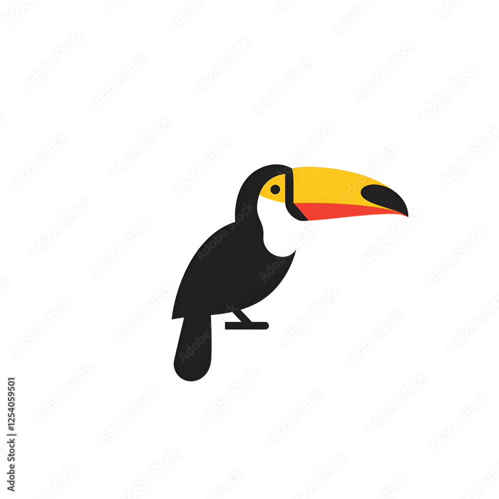 Naklejka premium Minimal Flat Icon of Toucan with Bold Beak