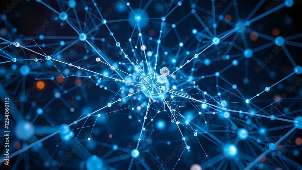 Abstract Futuristic Tech Scene: Neural Network Star Pattern on a Digital Background Abstract Futuristic Tech Scene: Neural Network Star Pattern on a Digital Background