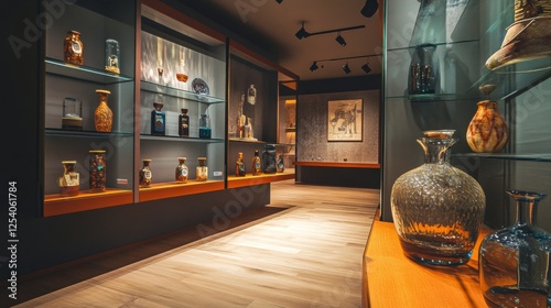Elegant museum interior with classical artifacts