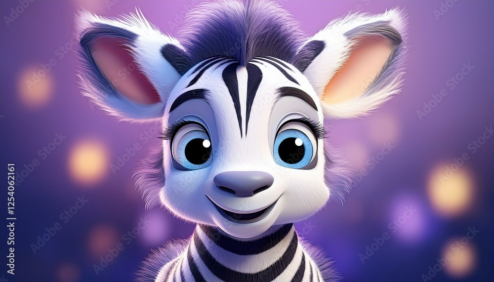 Fototapeta premium Niedliches Zebra, lila Hintergrund