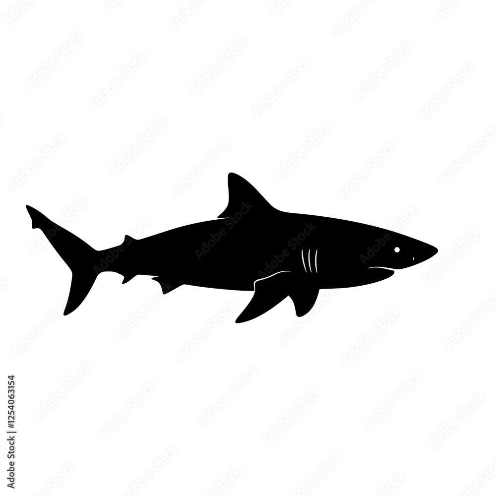 Fototapeta premium Shark Silhouette Swimming Underwater