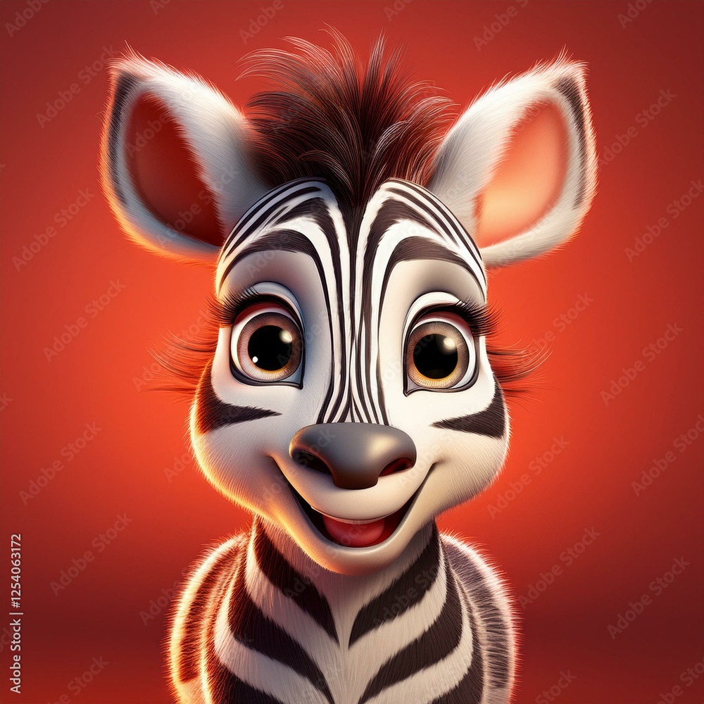Niedliches Zebra, roter Hintergrund