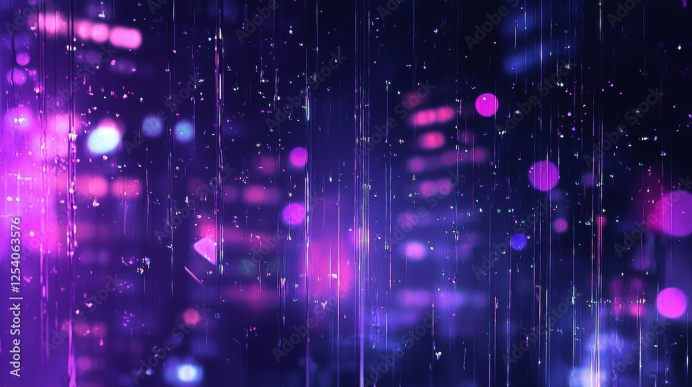 Colorful abstract background with vibrant lights and falling rain effects in a digital cityscape at night Colorful abstract background with vibrant lights and falling rain effects in a digital cityscape at night