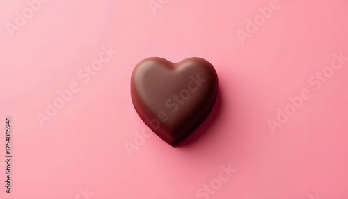 Heart-shaped chocolate truffles on pink background, minimalist Valentine's Day confections,