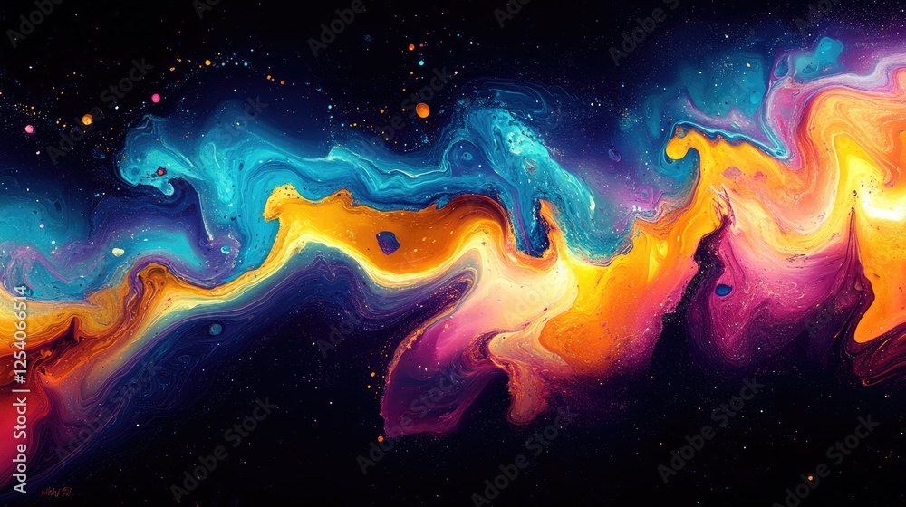 Fototapeta premium A vibrant abstract representation of cosmic waves in vivid colors.