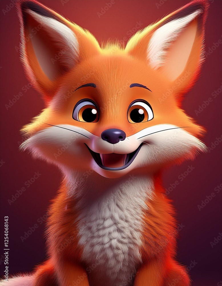 Obraz premium Niedlicher Fuchs, bordeaux Hintergrund