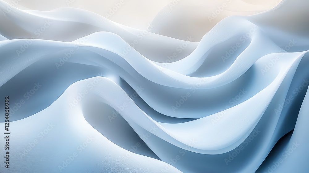 Obraz premium Abstract waves of light blue and white flow gently