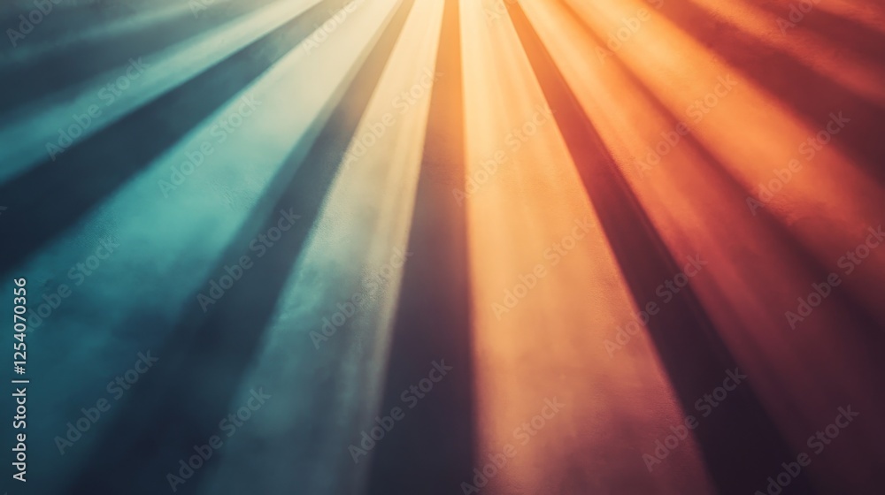 Obraz premium Light rays diverging in shades of blue and orange