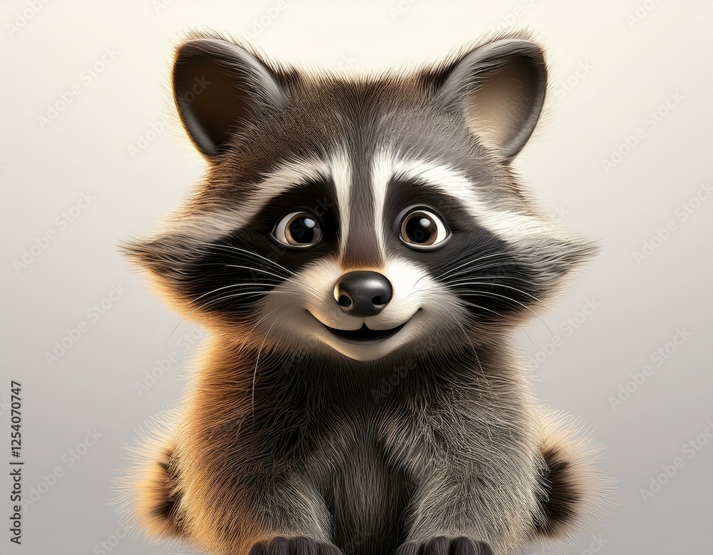 Niedlicher Waschbär, weißer Hintergrund Niedlicher Waschbär, weißer Hintergrund