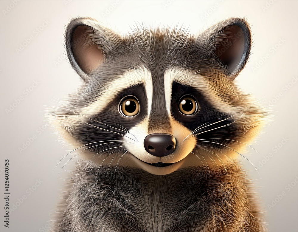 Niedlicher Waschbär, weißer Hintergrund Niedlicher Waschbär, weißer Hintergrund