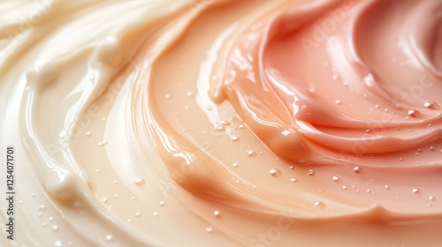 Close up swirling cream in white peach and pink hues