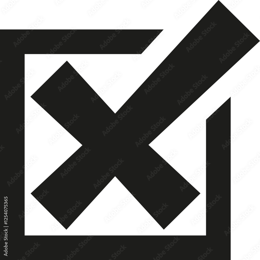 Black check cross in a checkbox icon. Vector. Flat design. Black check cross in a checkbox icon. Vector. Flat design.