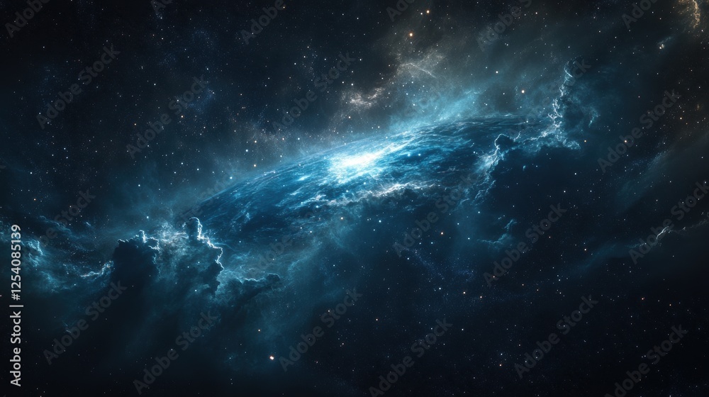 Fototapeta premium A stunning cosmic view of Earth, showcasing the planet's vivid landscapes, oceans, and atmosphere against the vastness of space. Perfect for environmental, scientific, and space exploration themes.