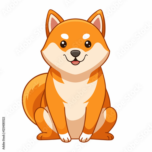 shiba inu dog isolated on white, Color vector illustration. Pet animal, Cartoon Vector 