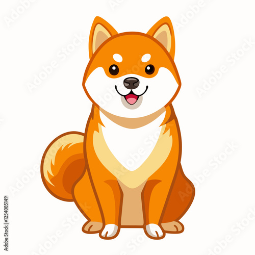 shiba inu dog isolated on white, Color vector illustration. Pet animal, Cartoon Vector 