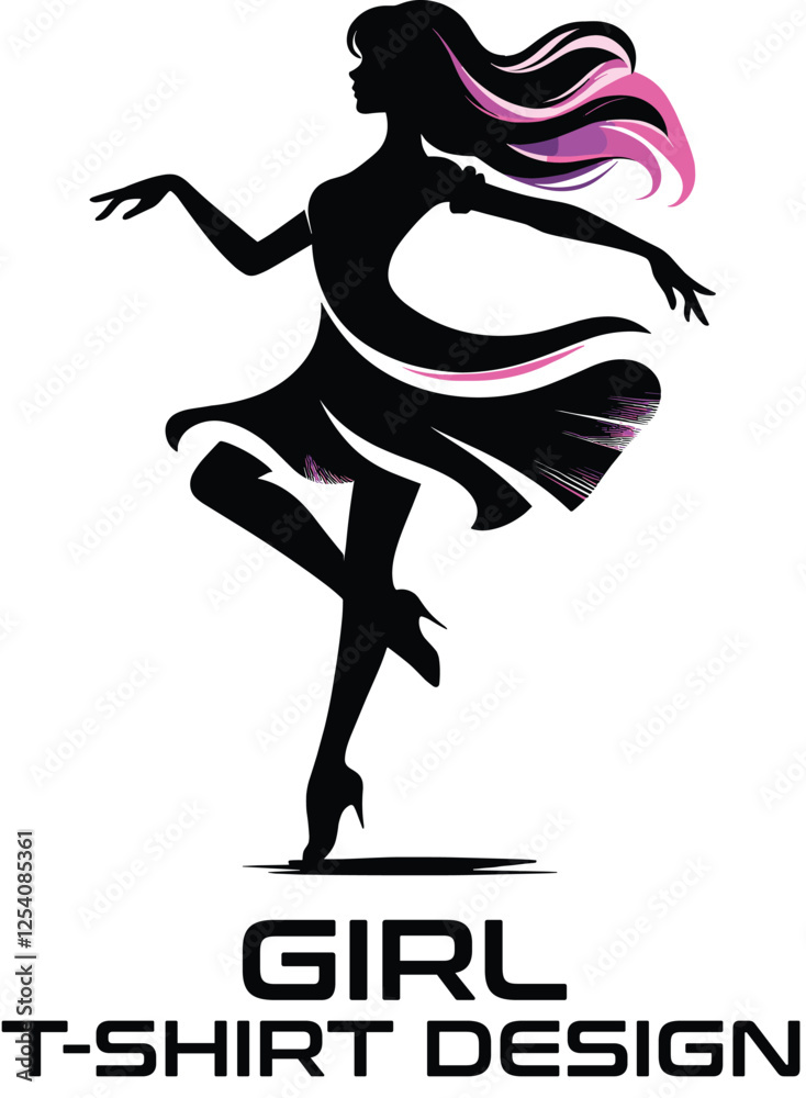 Fototapeta premium Girl Vector T Shirt Design