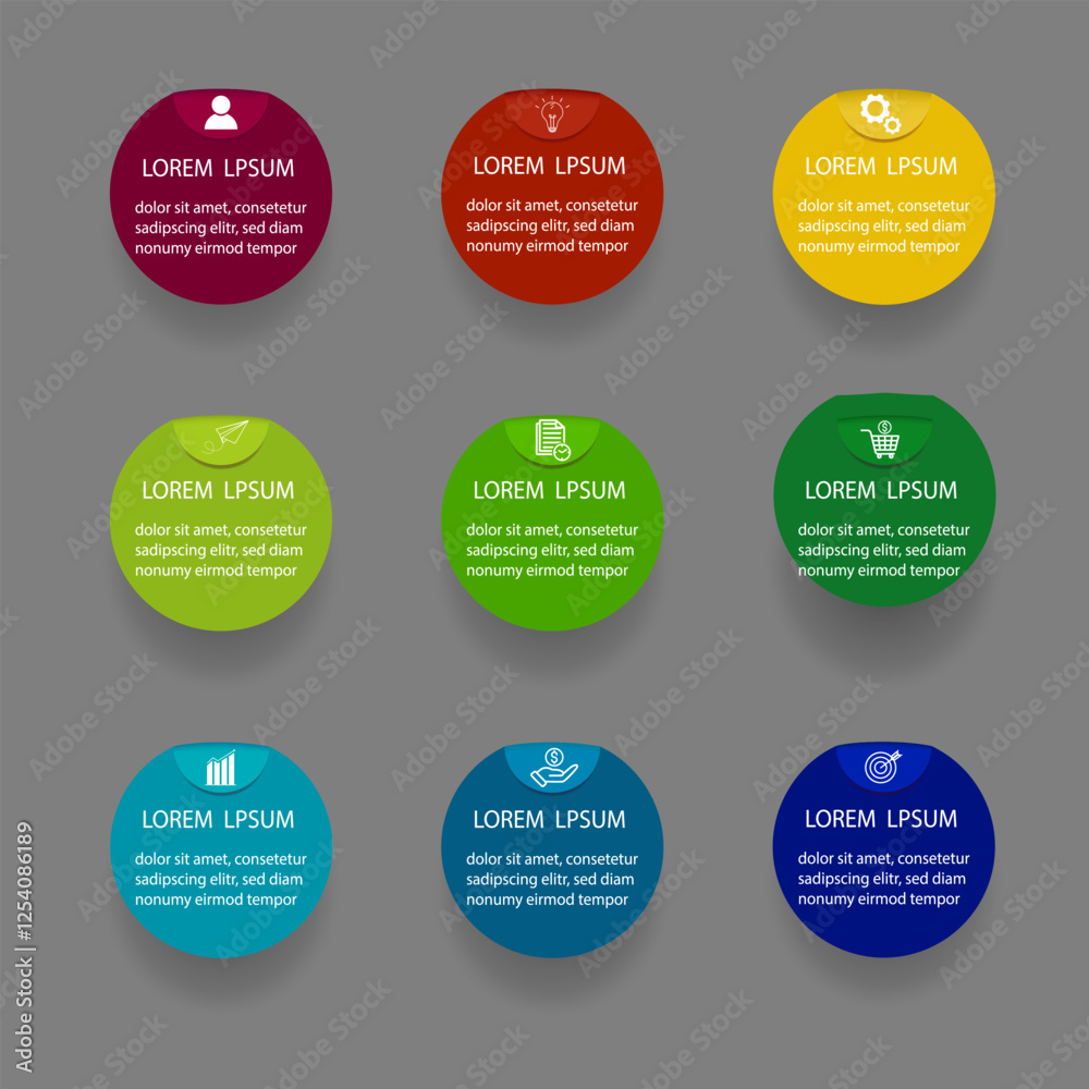 Business data 9 steps timeline infographic with icons designed for abstract background. Presentation chart Vector. Template diagram, process technology digital, design for workflow layout. Business data 9 steps timeline infographic with icons designed for abstract background. Presentation chart Vector. Template diagram, process technology digital, design for workflow layout.