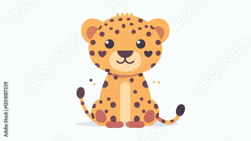 Adorable Cartoon Cheetah Illustration Isolated on White Background