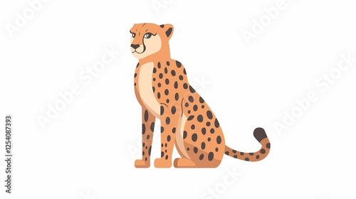 Adorable Cheetah Vector Illustration Sitting