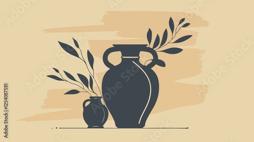 Greek Ancient Amphora Flat Vector Illustration