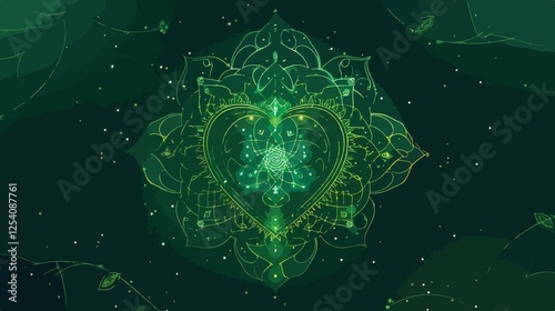 Anahata Chakra Reiki Heart Flat Vector Illustration