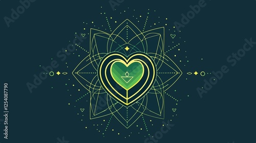 Flat Vector Illustration of Anahata Heart Chakra Icon