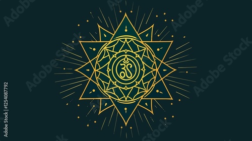 Anahata Heart Chakra Mantra Flat Vector Illustration