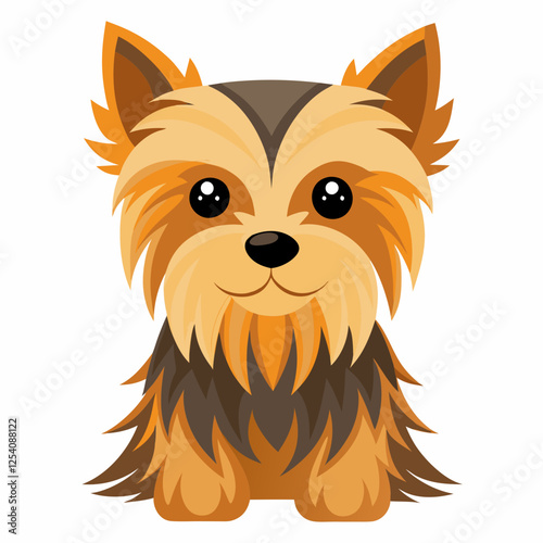 yorkshire terrier dog isolated on white, Color vector illustration. Pet animal, Cartoon Vector 