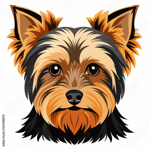yorkshire terrier dog isolated on white, Color vector illustration. Pet animal, Cartoon Vector 