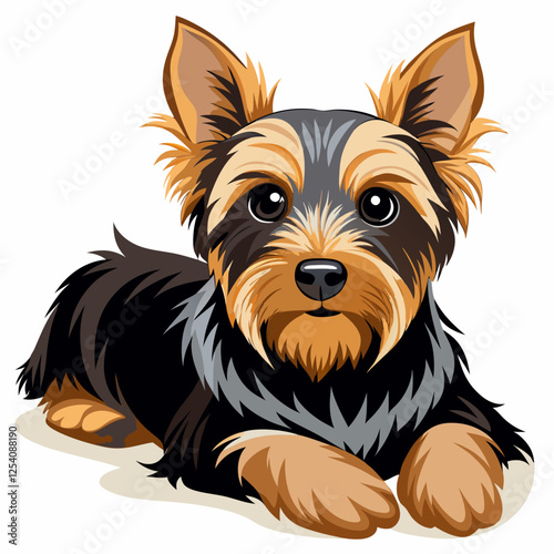yorkshire terrier dog isolated on white, Color vector illustration. Pet animal, Cartoon Vector 