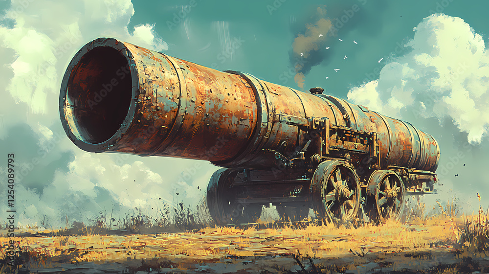 Ancient cannon: a relic of war and history. Ancient War Machines. Illustration Ancient cannon: a relic of war and history. Ancient War Machines. Illustration