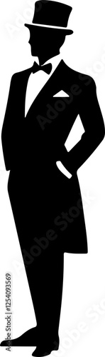 Silhouette of a Gentleman in Formal Attire